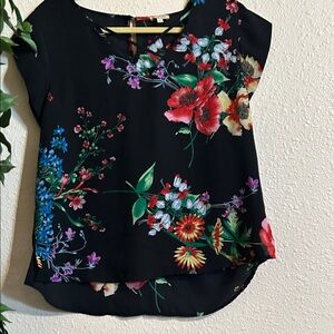Lily White Black Floral Blouse